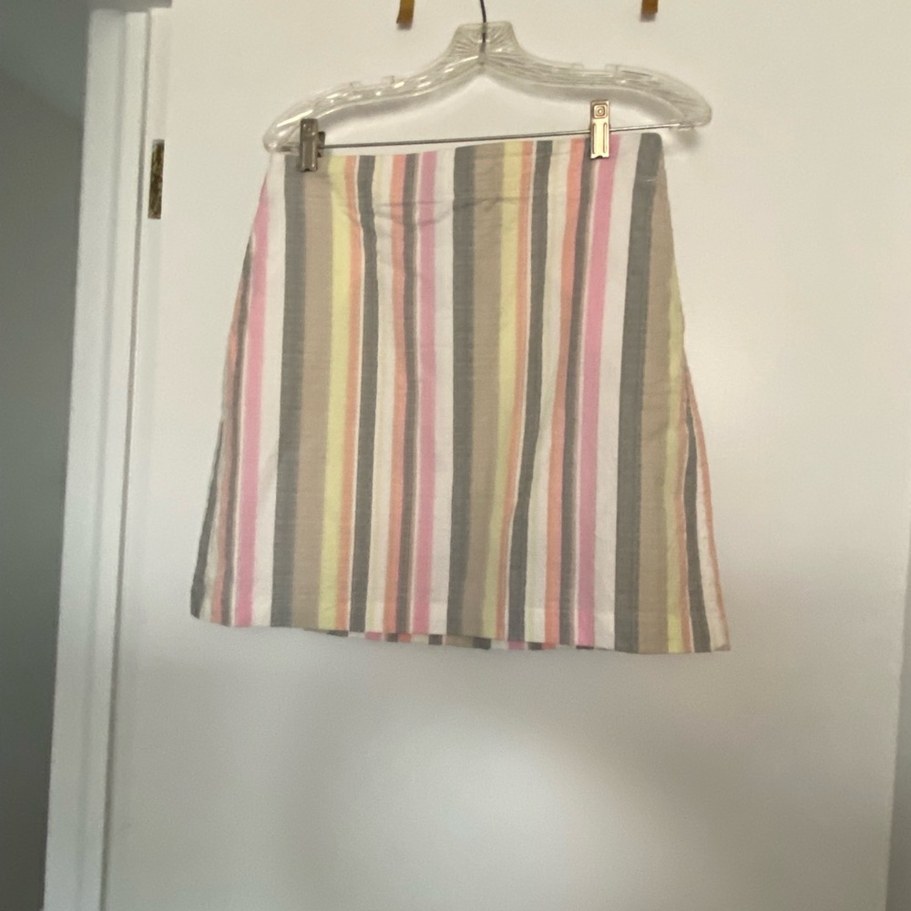 LOFT Pink and Yellow Mini A-Line Skirt